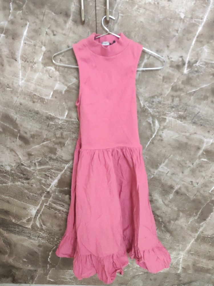 High Neck Pink Dress