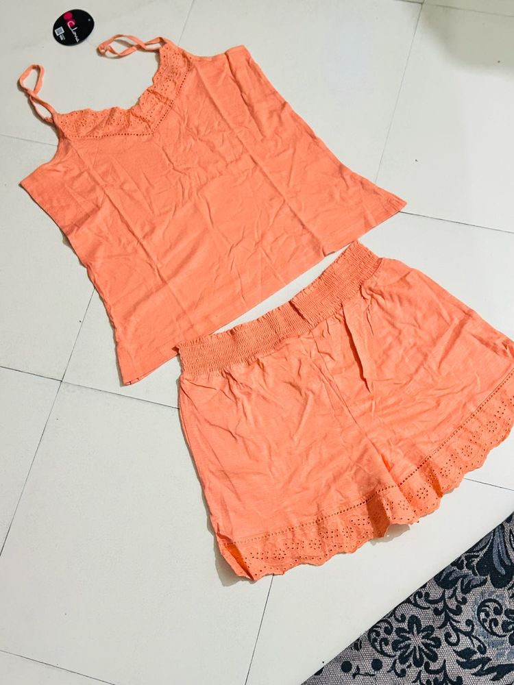 Peach Cami &amp; Shorts Set