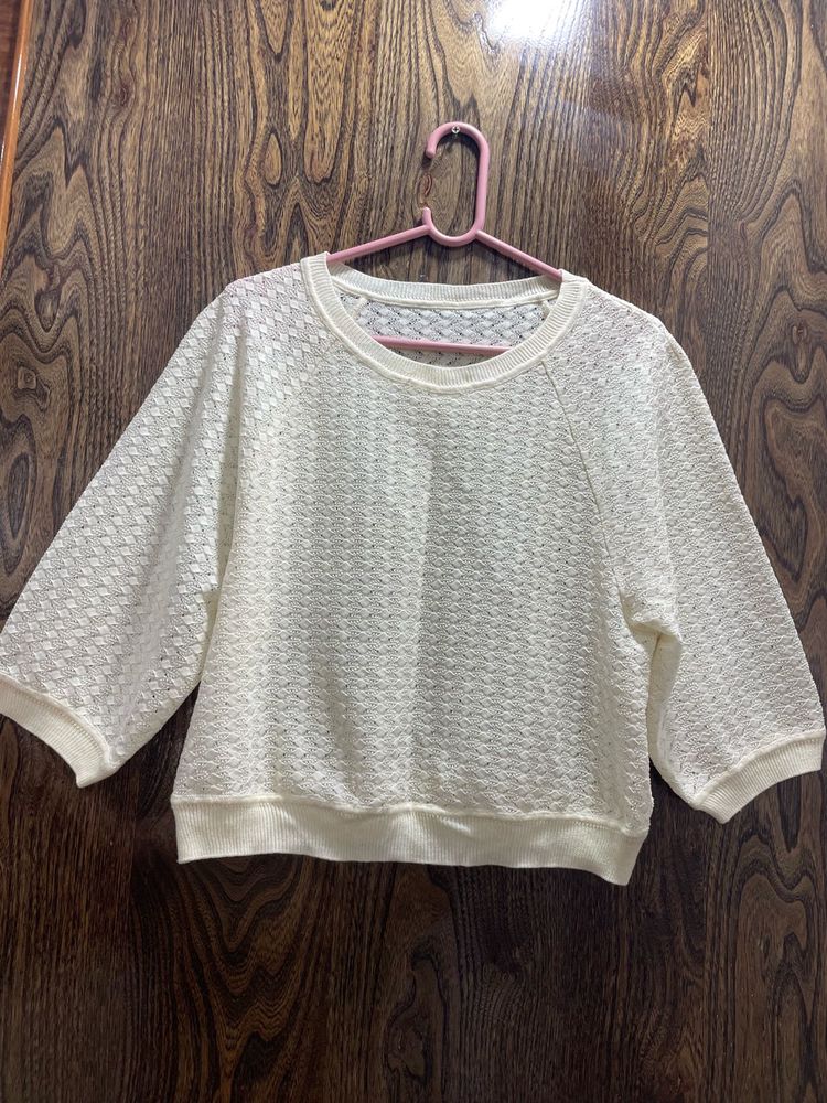 White Textured Top