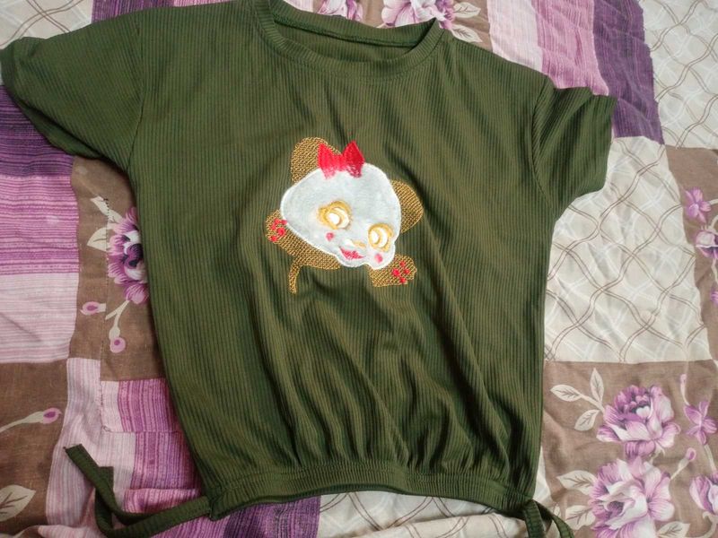 Cute Olive Green Graphic Tee