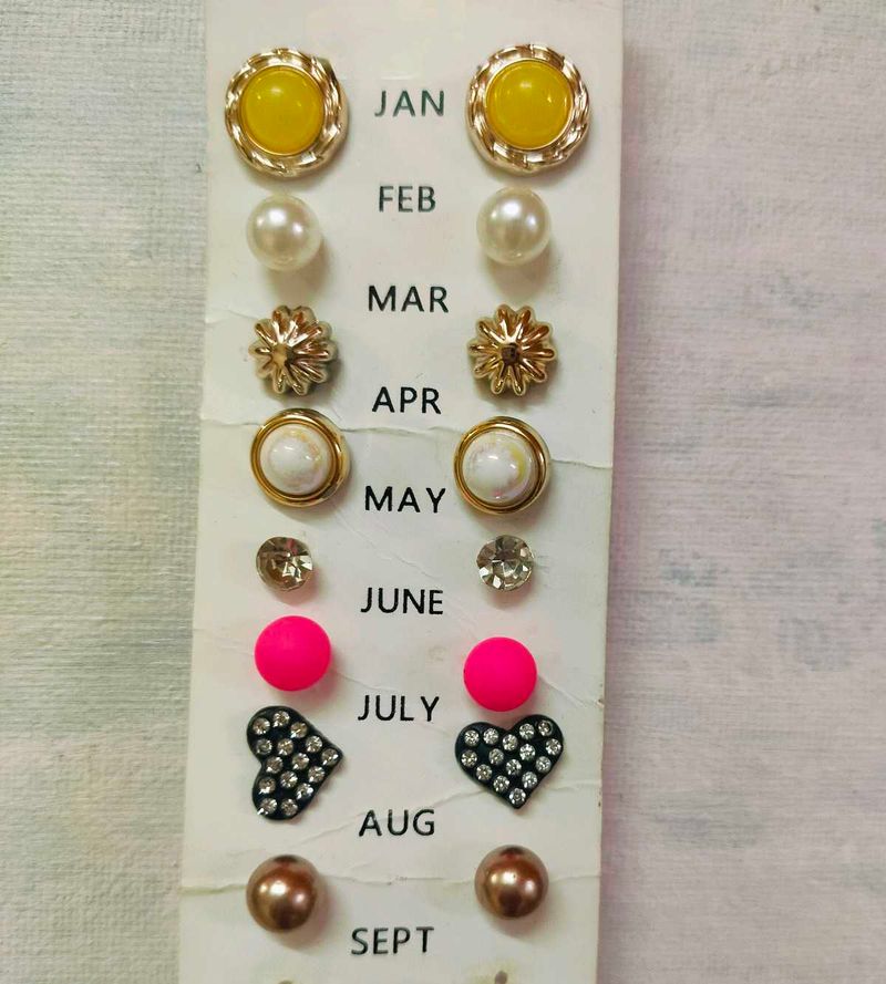 Cute Monthly Stud Earring Set