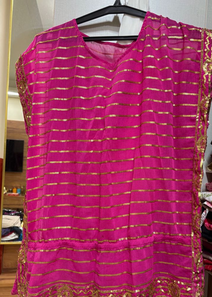 Pink Kaftan Top With Sequins