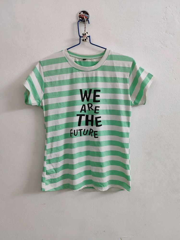 Basic Green and White Tee