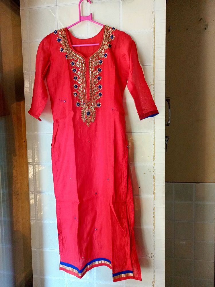 Pure Chanderi Gotapatti Kurti