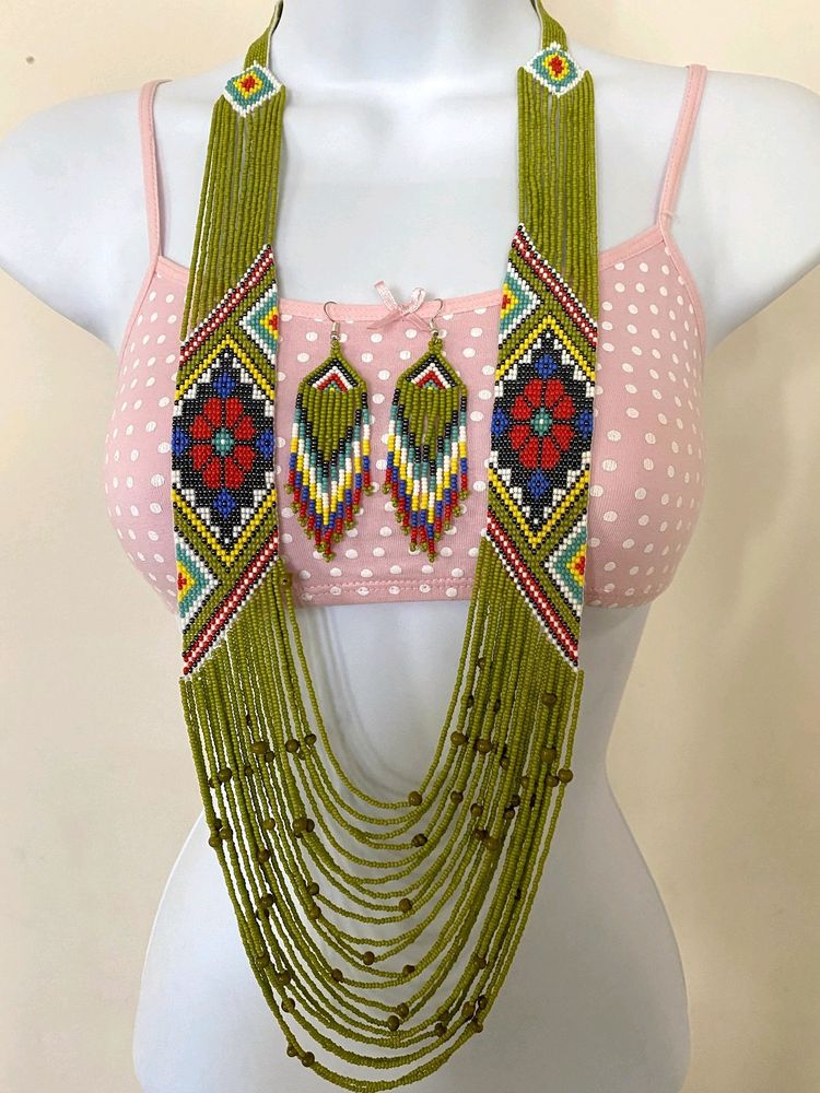 African Style Seed Beads Necklace