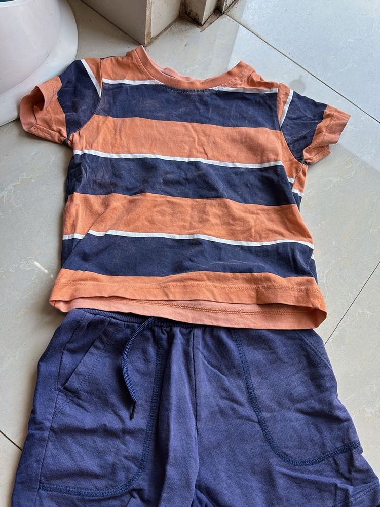Combo 12 NoBoys&#39; Striped Tee &amp; Shorts Set