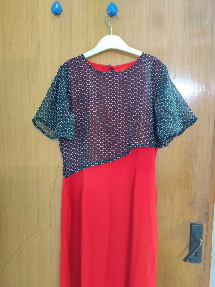 Red And Black Layered Maxi Dress
