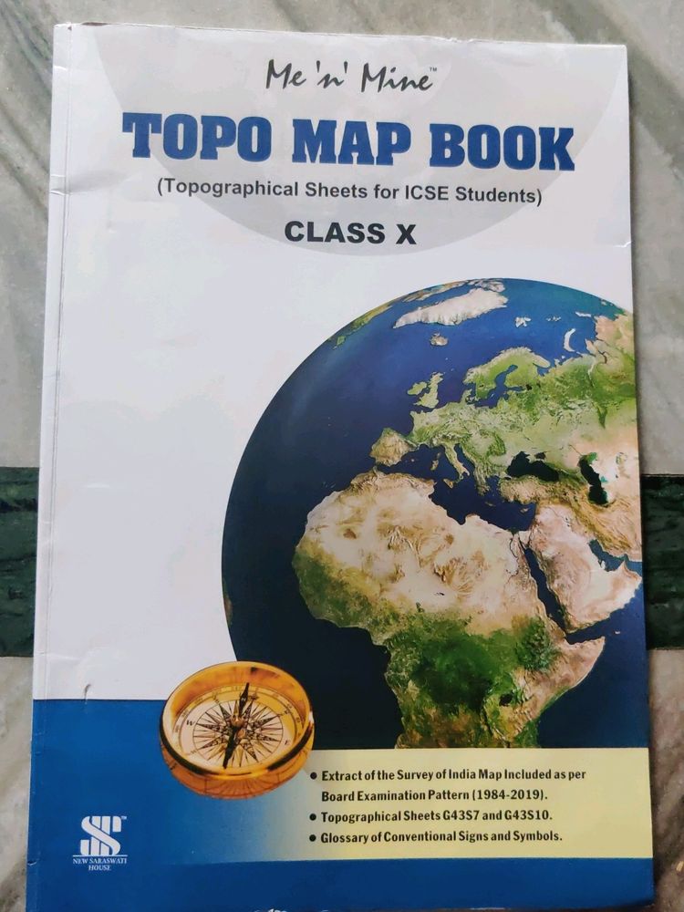 Topo Map Book For Icse Class 10 Consisting Of Topographical Maps From 1984 - 2019 Board Examinations
