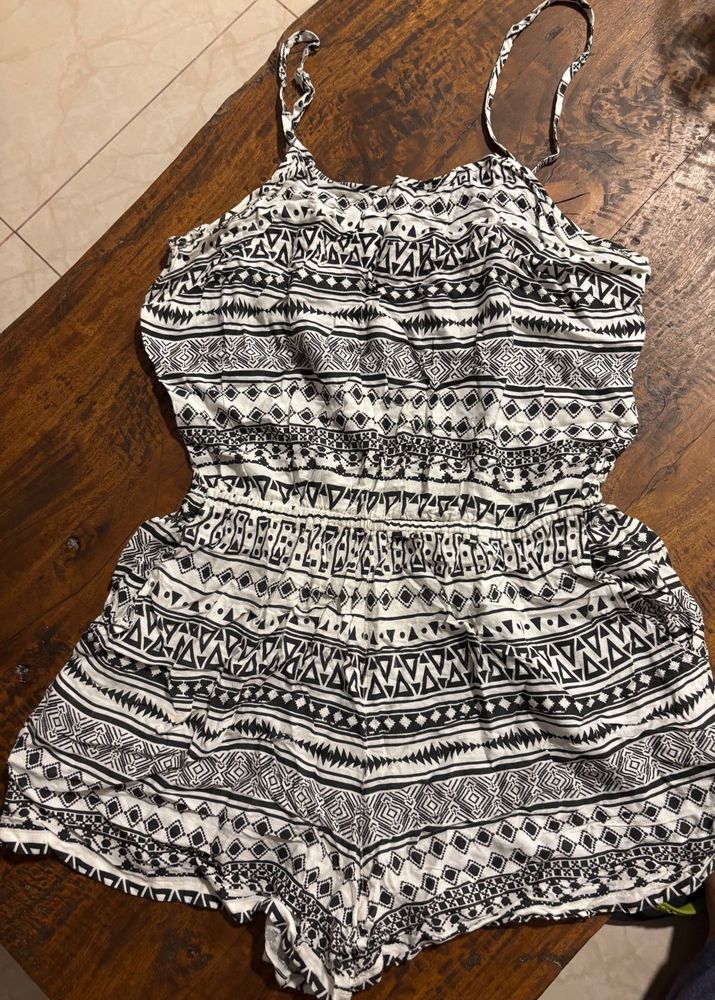 Patterned Black &amp; White Romper