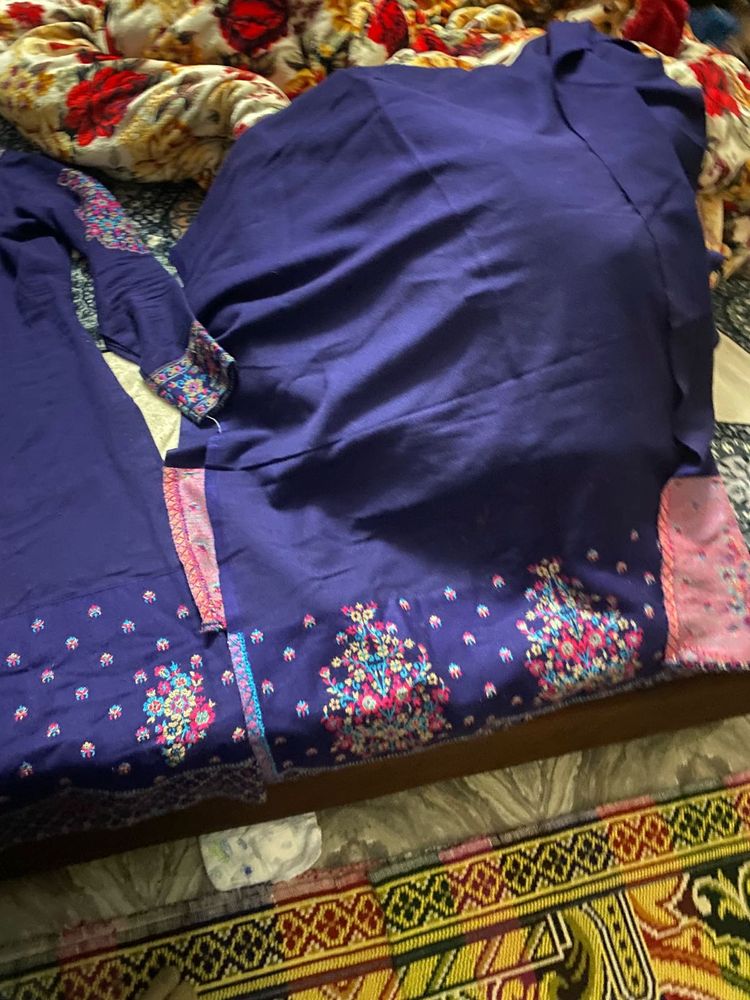 Purple Embroidered Kurta Set