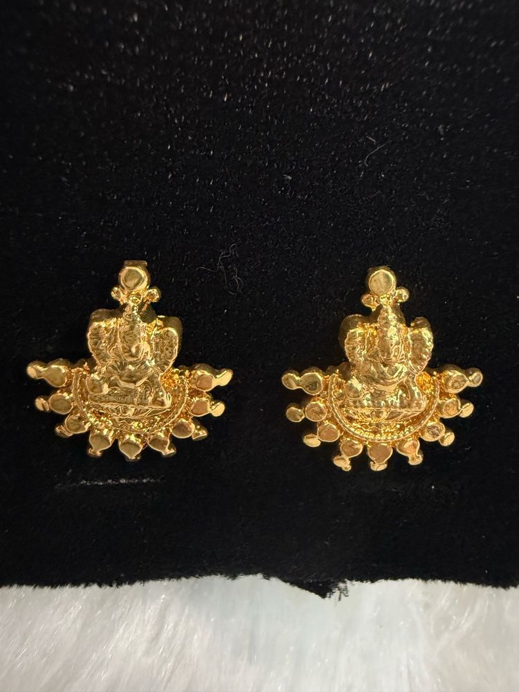 Gold Ganesha Earrings