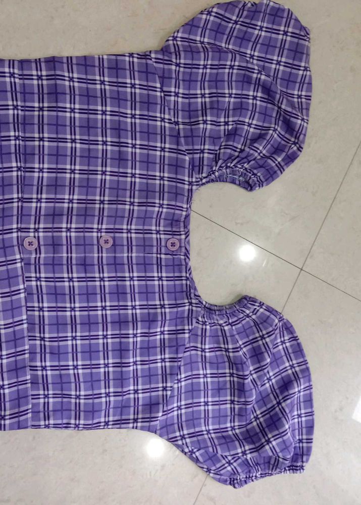 Vintage Plaid Puff Sleeve Dress