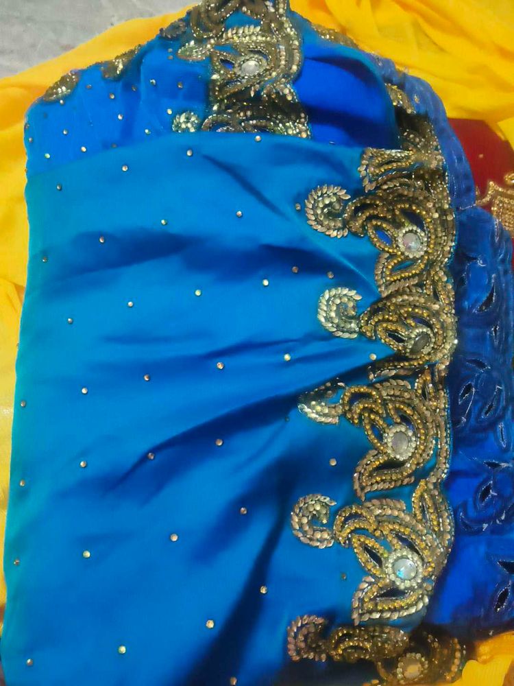 Elegant Blue Embellished Saree