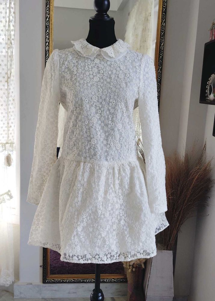White Lace Peter Pan Collar Dress