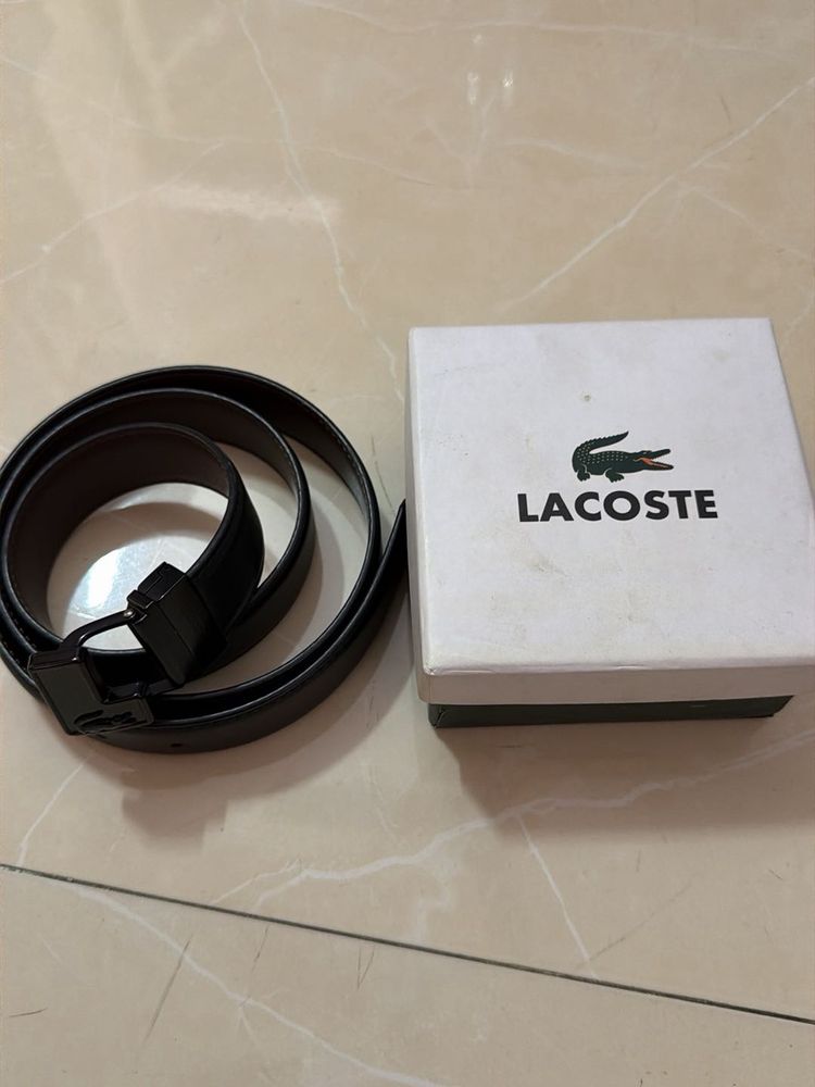 Lacoste Black Leather Belt