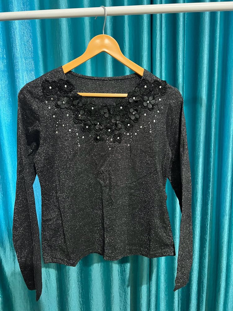 Black Lurex Knit Top