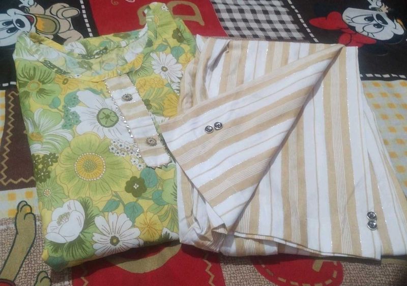 Floral Print Kurti with Striped Pant