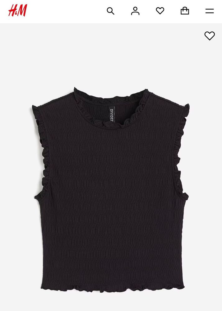 H&amp;M Black Sleeveless Top/ SMOCKED JERSEY TOP