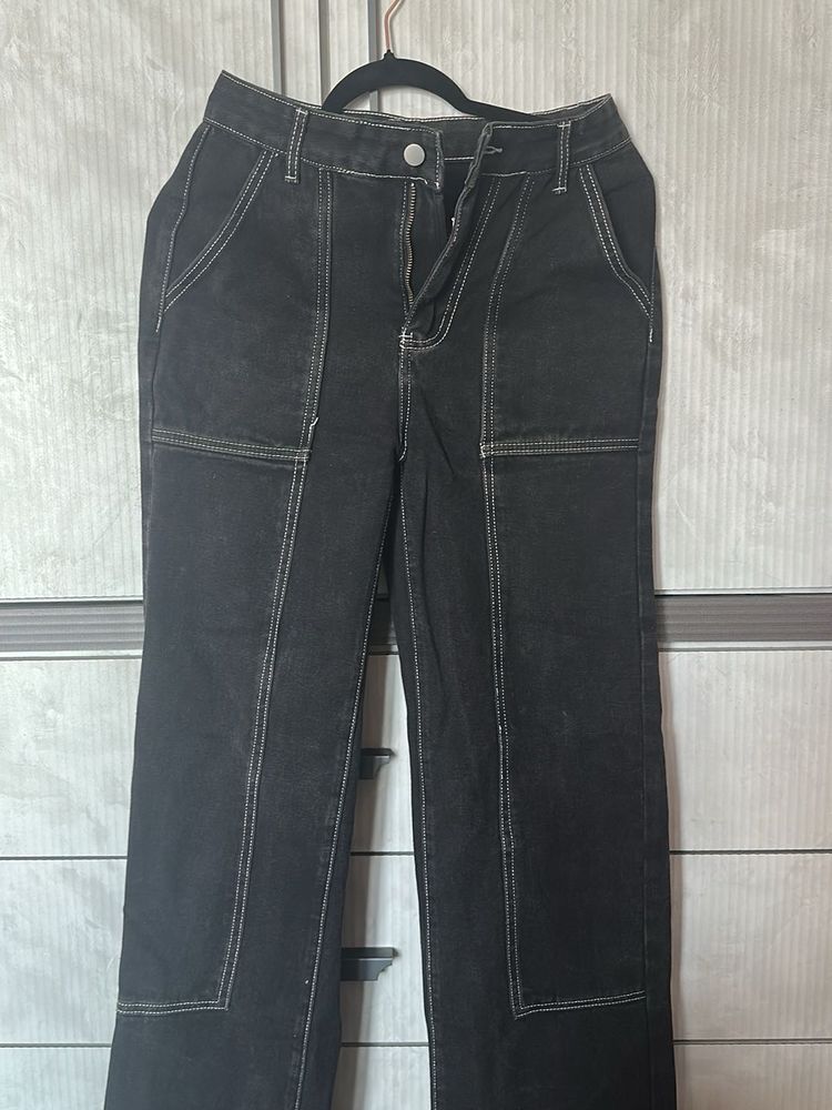 Black Wide Leg Utility Pants