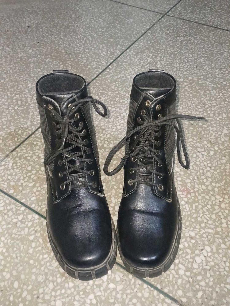 Black Leather Ankle Boots