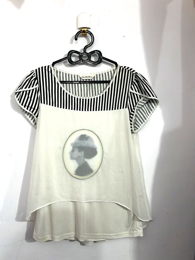 Chic Striped Detail Top