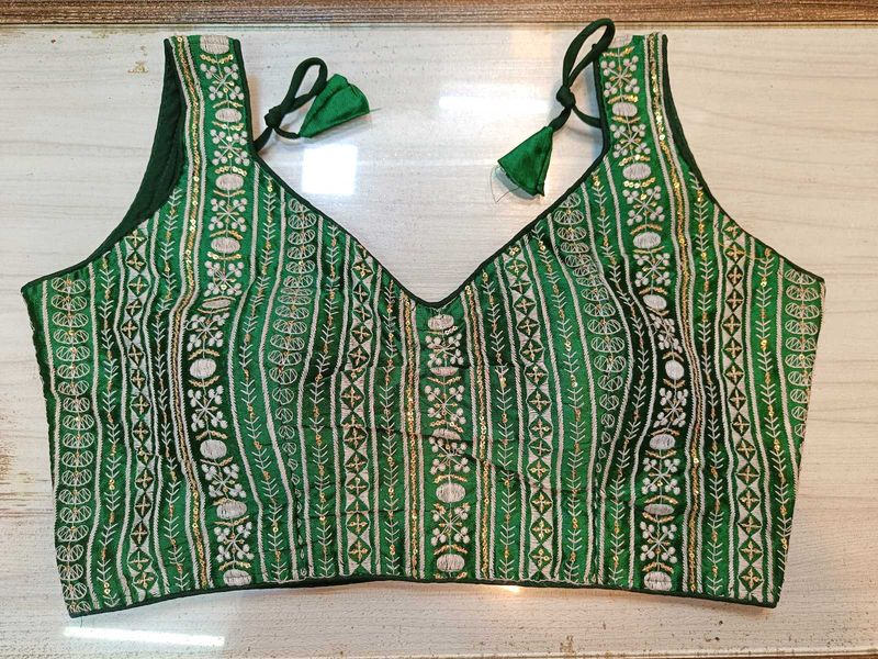 Green &amp; Gold Sequins Blouse