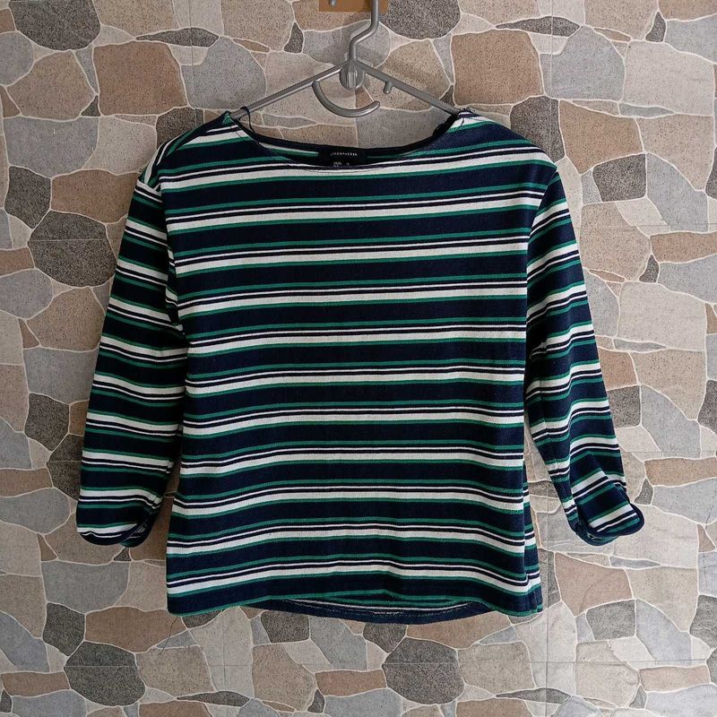 Classic Striped Boat Neck Long Sleeve Top