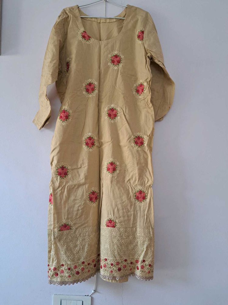 3 Pc Stitched Kurta Set With Salwar