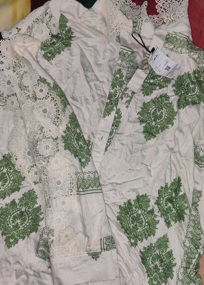 Beautiful Lace Worked Oversized Shirt