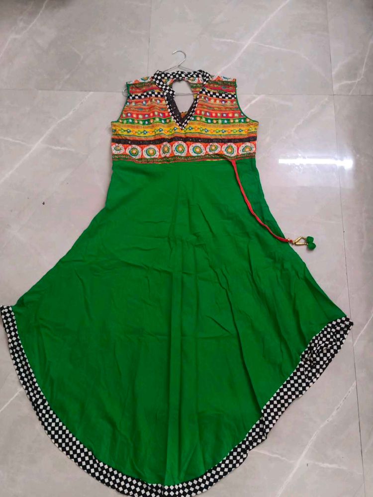 Green Ethnic Pure Cotton Kurti