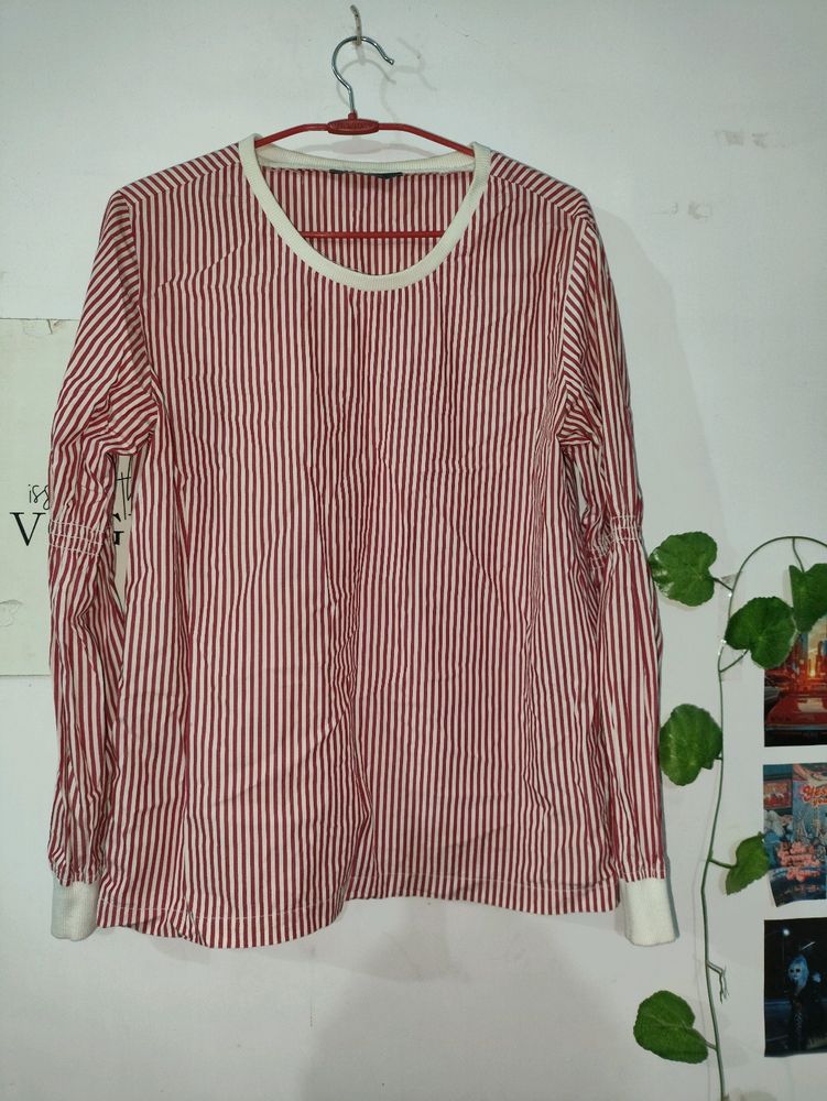 Ether Red White Striped Top