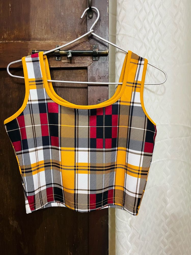Plaid Cropped Tank Top