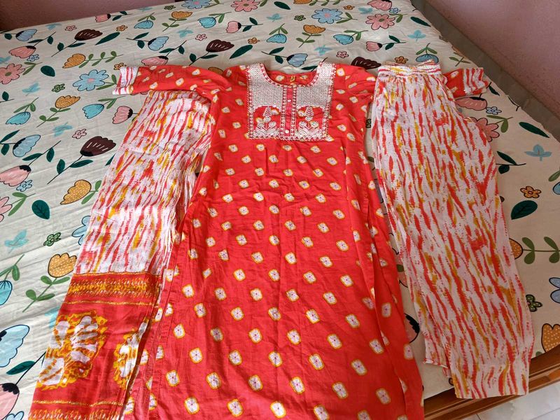Selling Orange Kurta Set