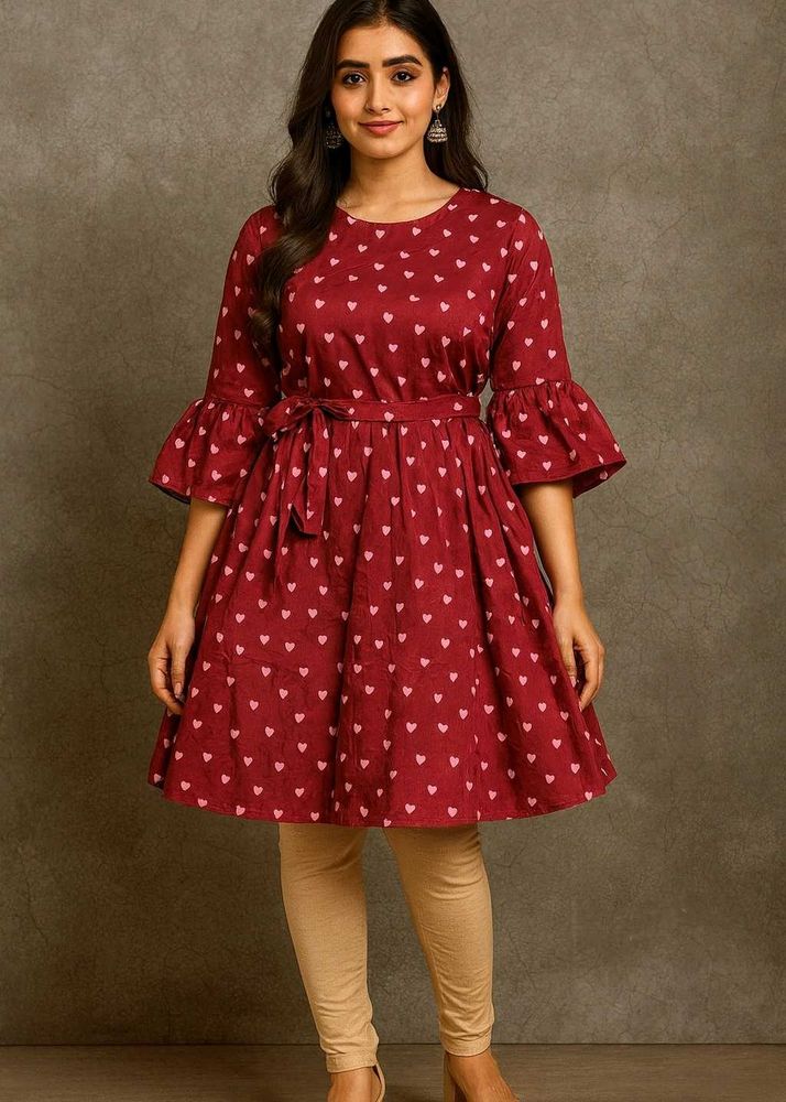 Heart Print Mini Dress (Size S)