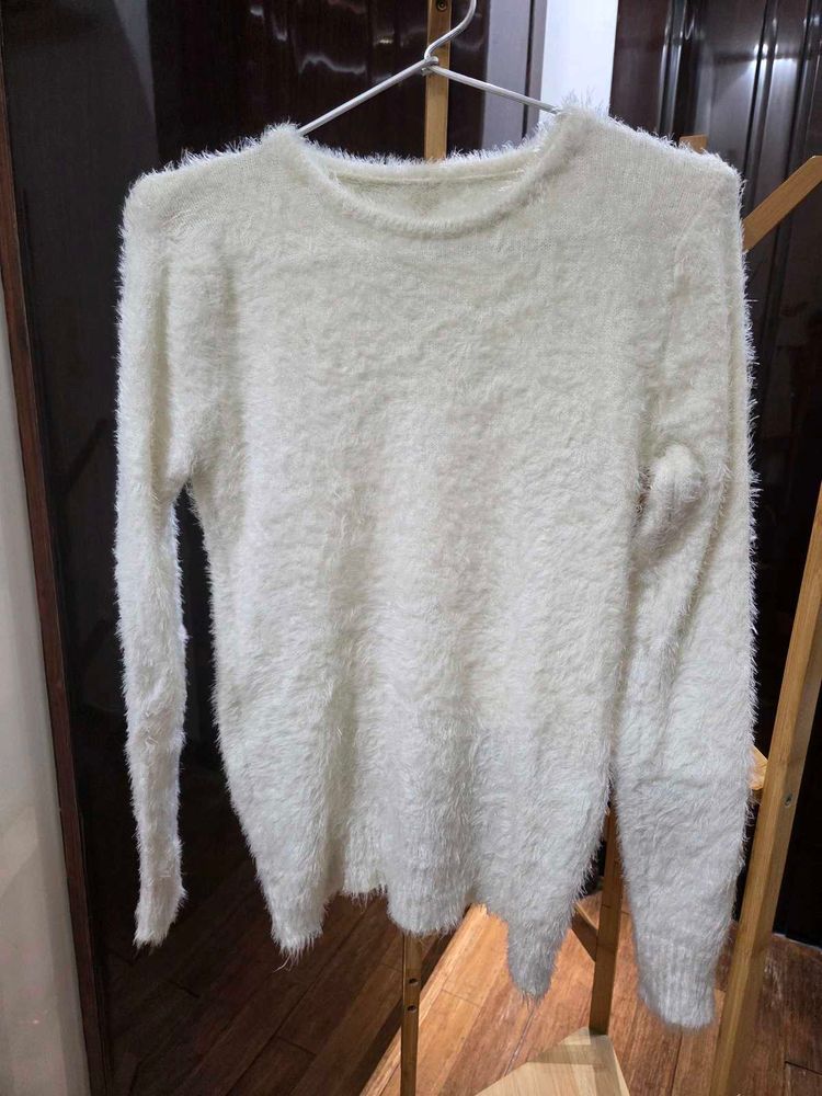 Fluffy White Sweater