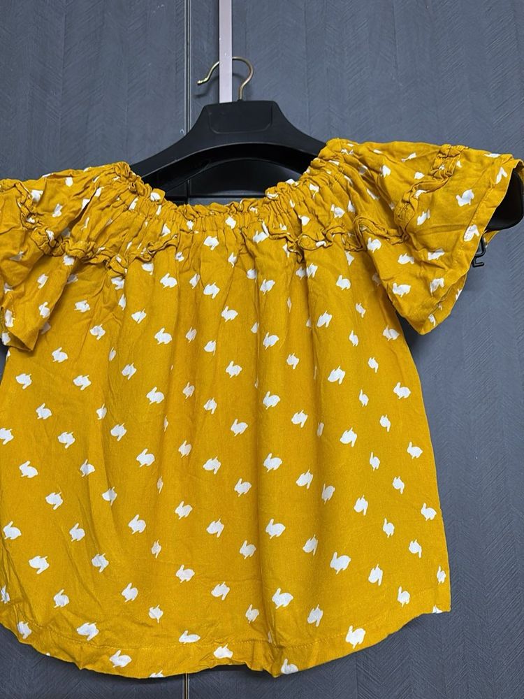 Cute Yellow Bunny Print Top