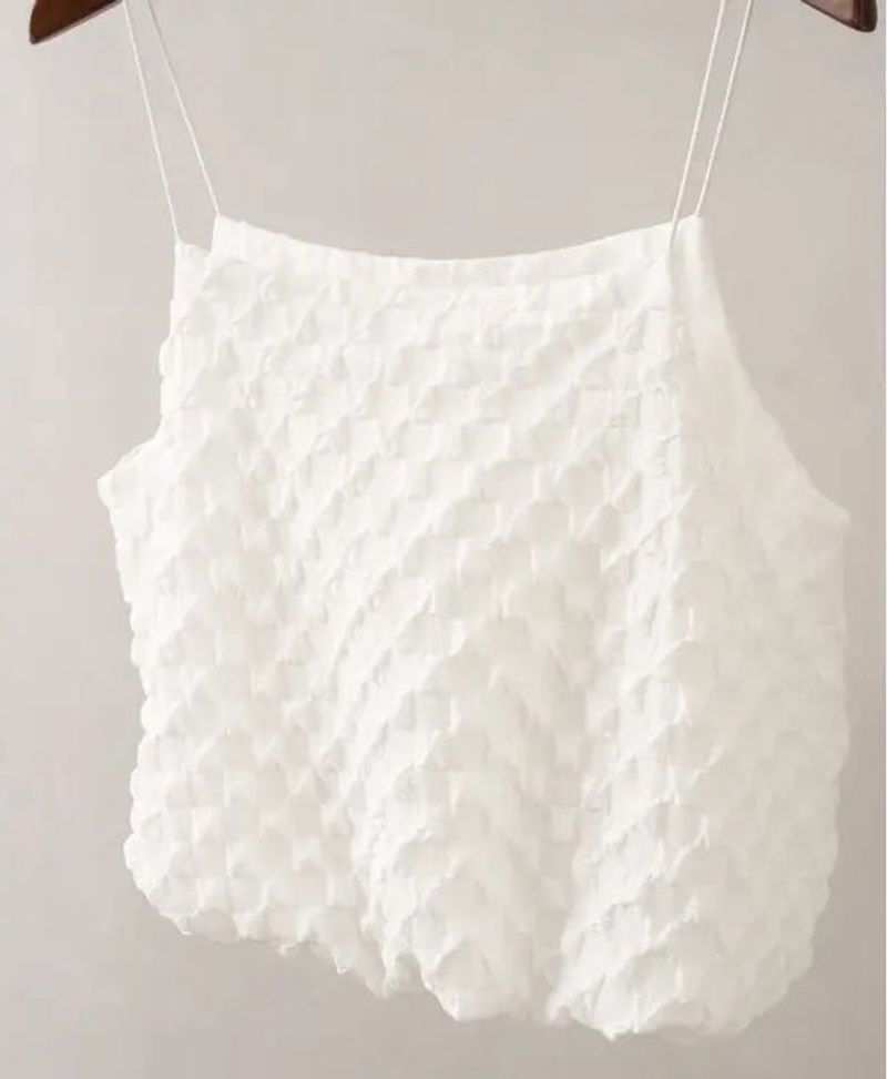 White Popcorn Textured Cami Top