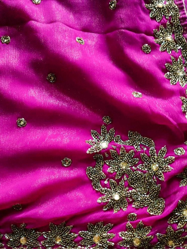 Magenta Embellished Saree