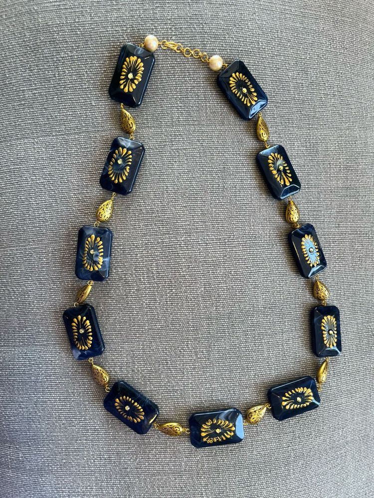 Blue &amp; Gold Long Necklace