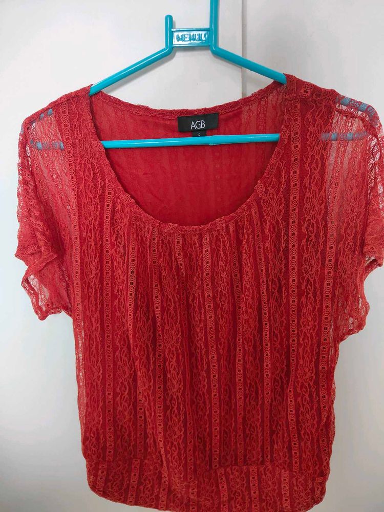 Rust Lace Top
