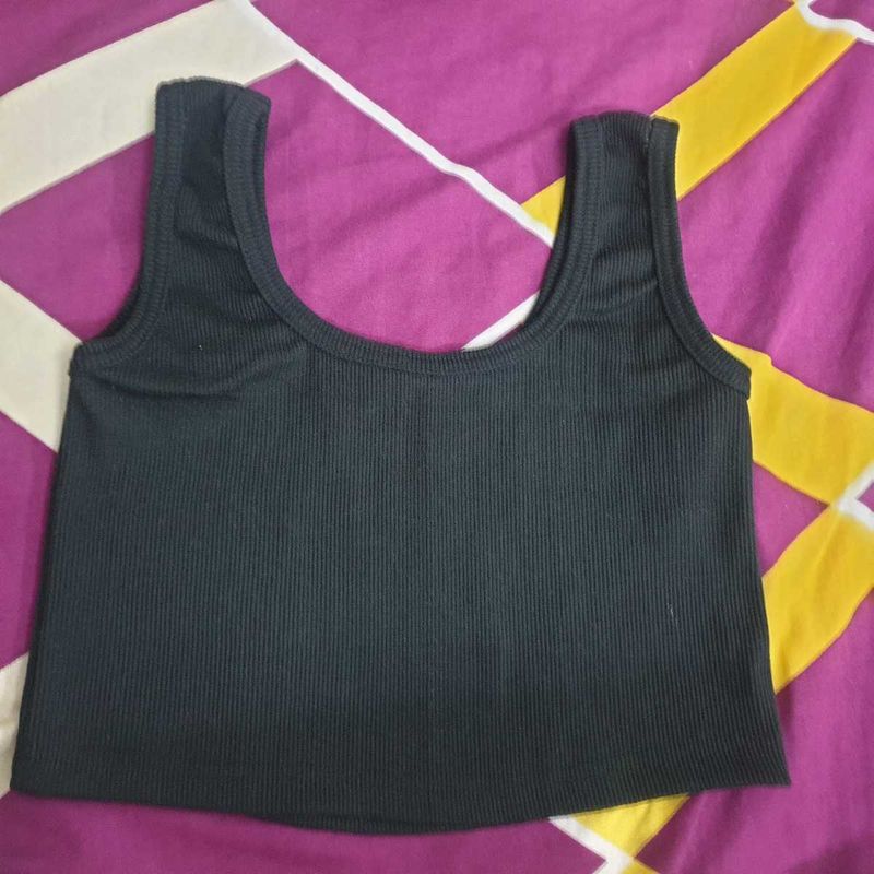 Black Ribbed Tank Top