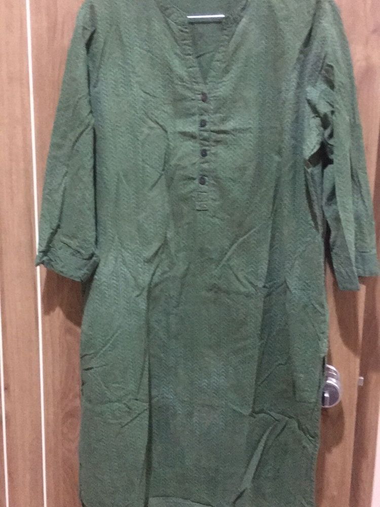 Green Cotton Kurta