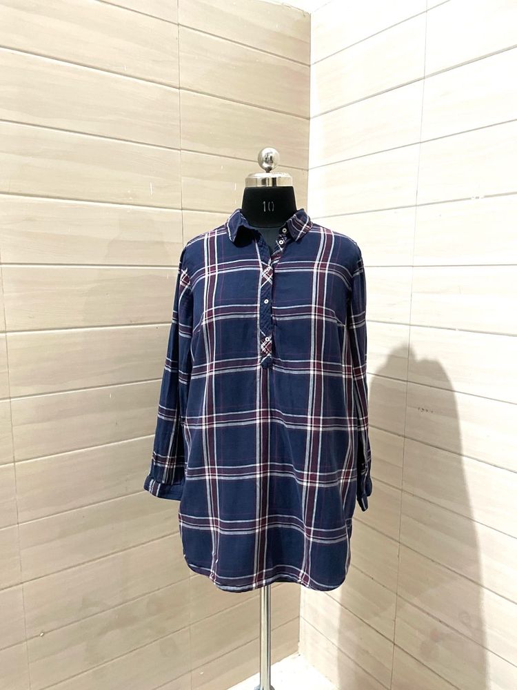 H&amp;M Plaid Shirt Tunic Top