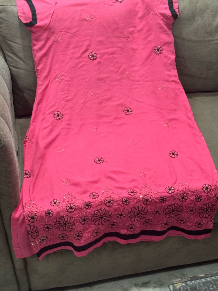 Pink Embroidered Kurta