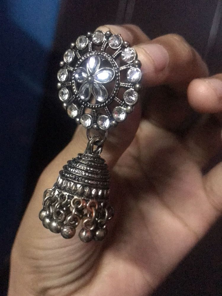 Silver Jhumka Earrings