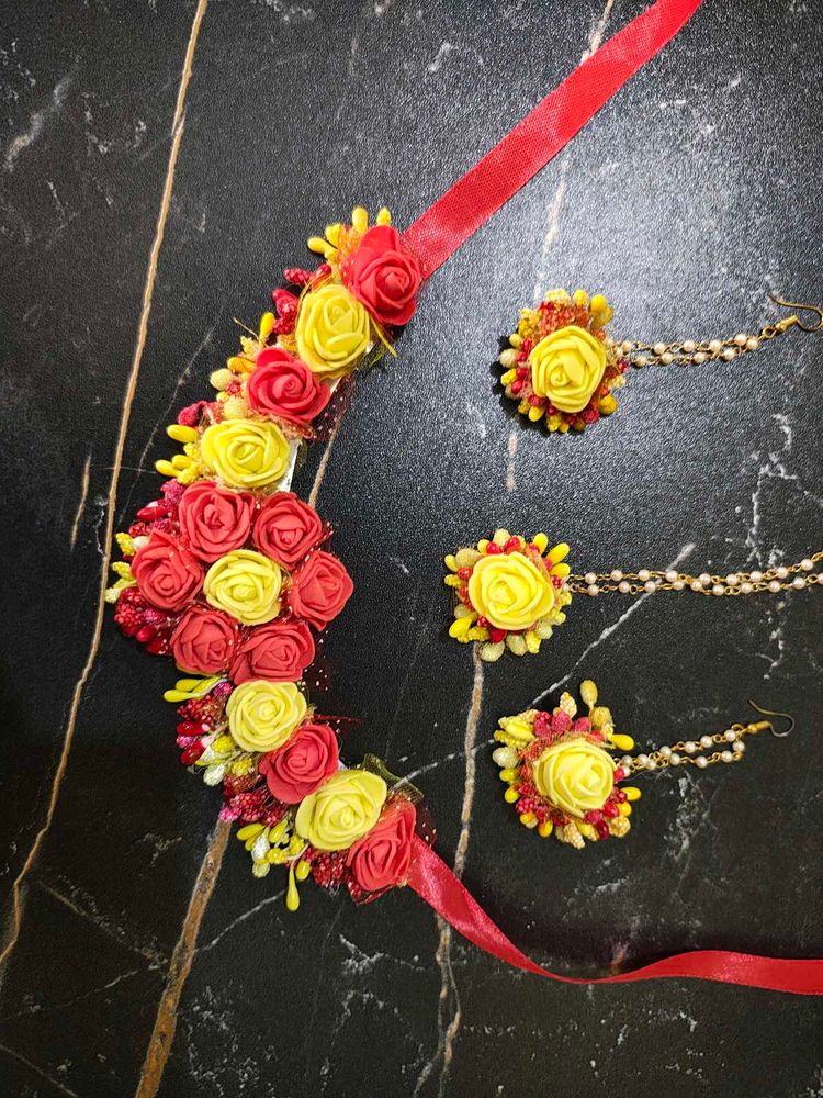 Beautiful Red Yellow Flower Jewellery