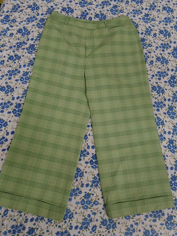 Vintage Green Plaid Wide Leg Pants