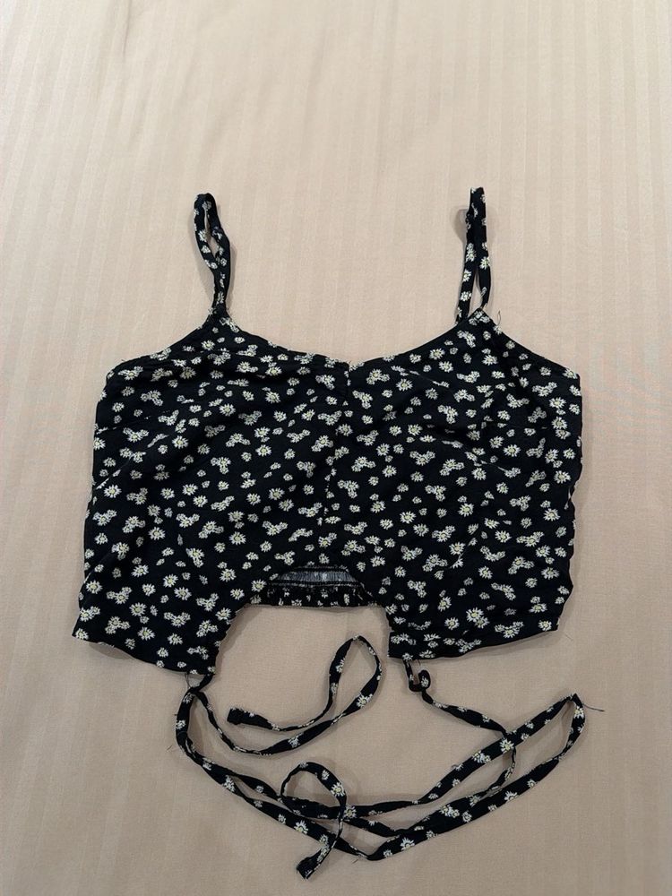 Floral Tie-Front Crop Top