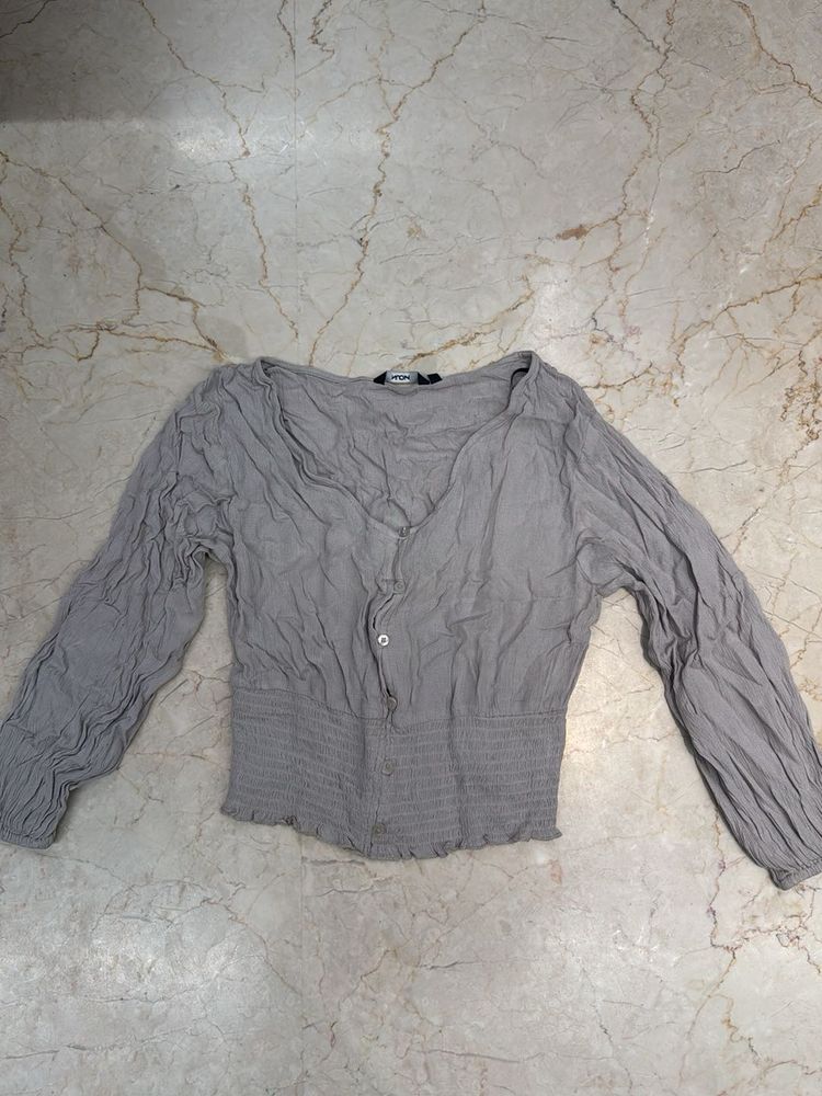Gray Long Sleeve Top