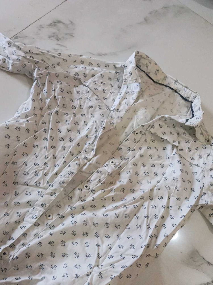 Patterned White Shirt